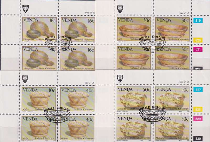 Stamps Control Blocks Venda 1989 Traditional Kitchenware