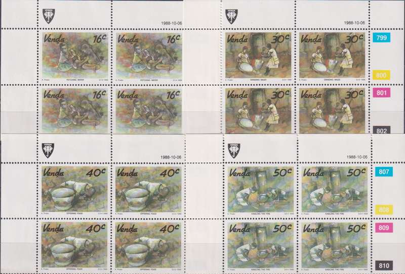 Stamps Control Blocks Venda 1988 Art