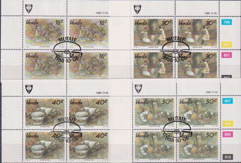 Stamps Control Blocks Venda 1988 Art