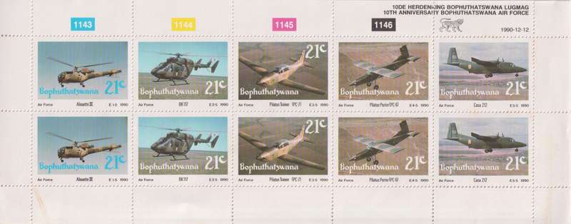 Stamps Control Blocks 1990 Bophuthatswana Air Force