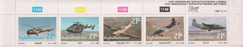 Stamps Control Blocks 1990 Bophuthatswana Air Force