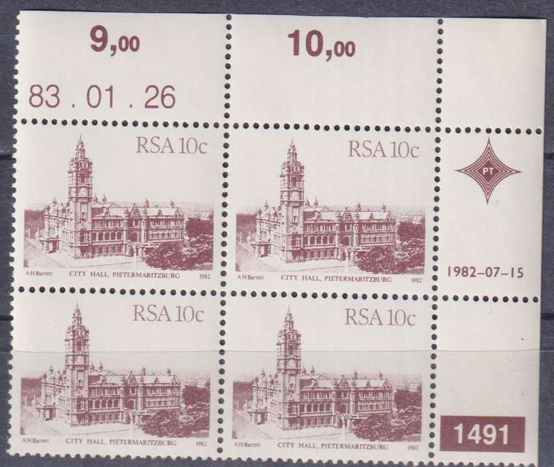 Stamps Control Blocks 1982 -1987 South African Architecture
