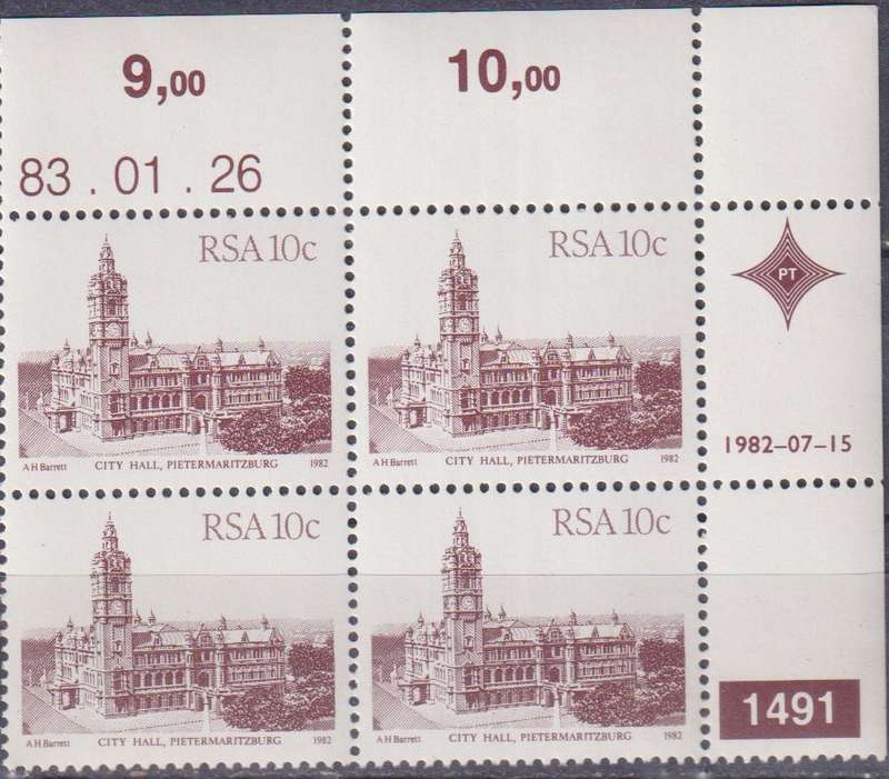 Stamps Control Blocks 1982 -1987 South African Architecture
