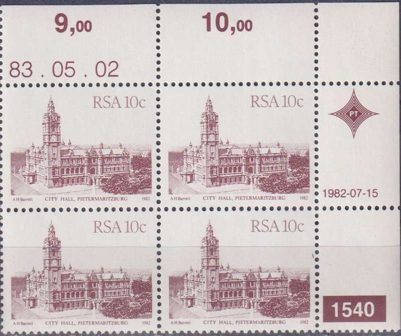 Stamps Control Blocks 1982 -1987 South African Architecture