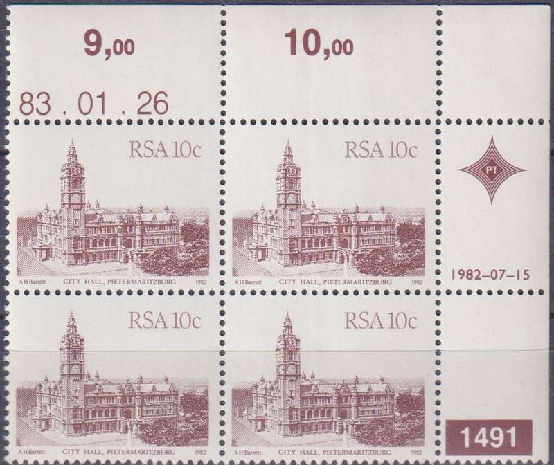Stamps Control Blocks 1982 -1987 South African Architecture