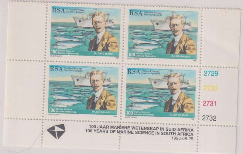 Stamps Control Blocks 1995 The 100th Anniversary of Marine Science in South Africa