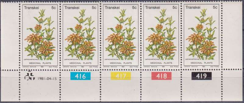 Stamps Control Blocks Transkei 1981 Medicinal Plants