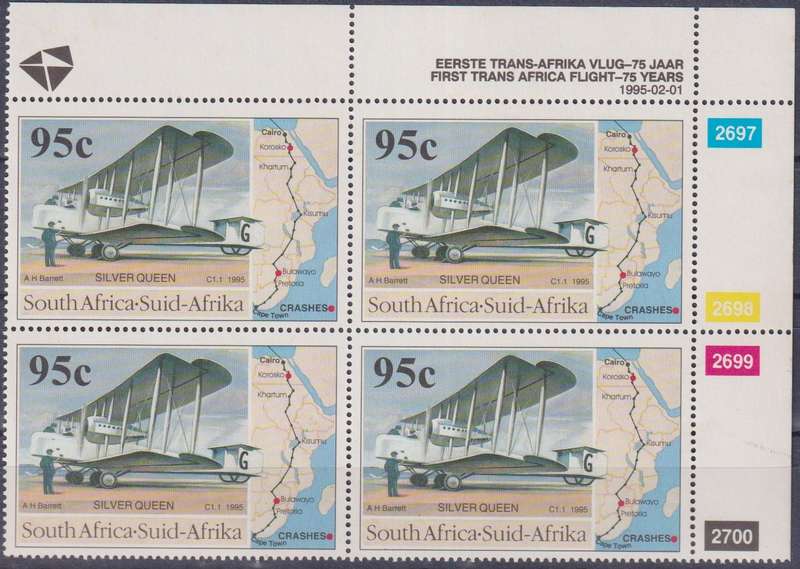 Stamps Control Blocks 1995 Aviation Anniversaries