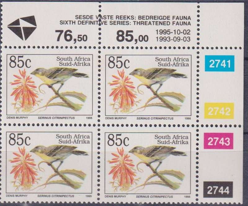 Stamps Control Blocks 1995 Endangered Fauna