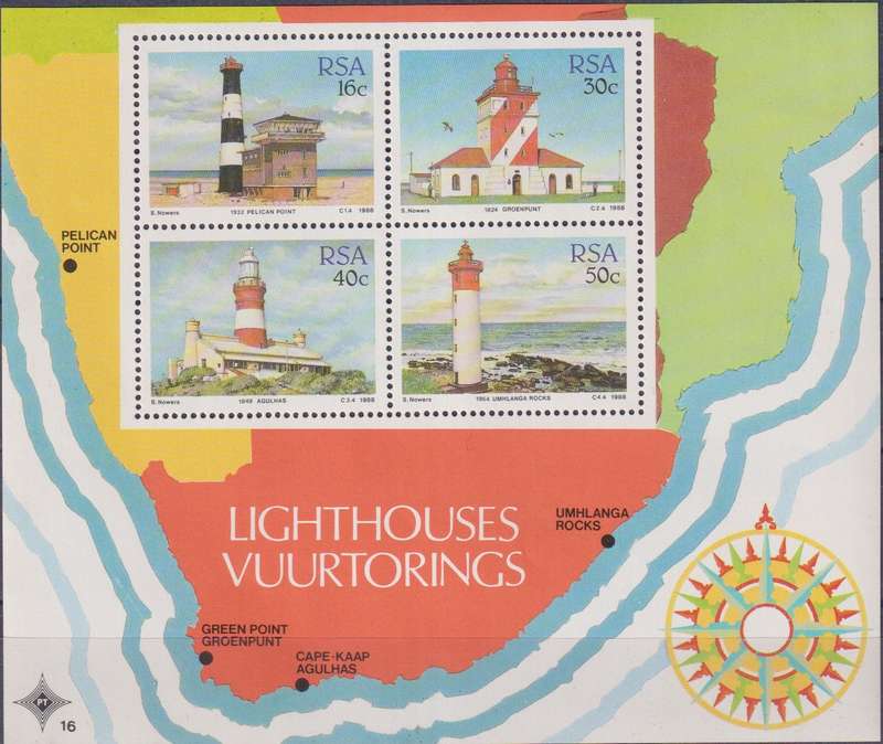 Stamps Control Blocks RSA 1988 Lighthouses