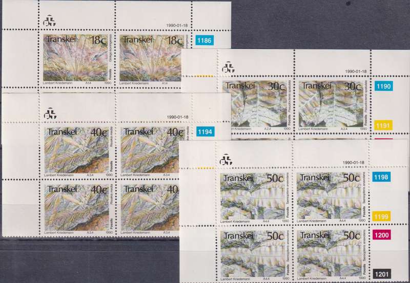 Stamps Control Blocks Transkei 1990 Fossil Plants