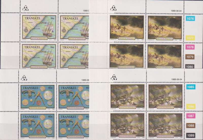 Stamps Control Blocks Transkei 1988 Shipwreck of "Grosvenor", 1782
