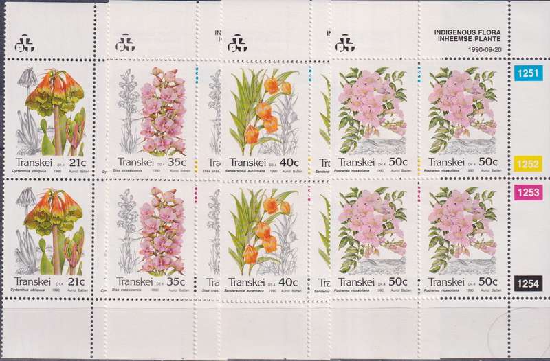 Stamps Control Blocks Transkei 1990 Plants