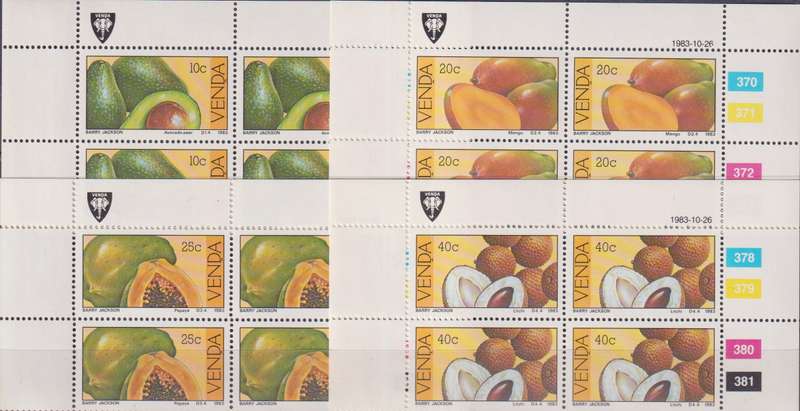 Stamps Control Blocks Venda 1983 Fruits