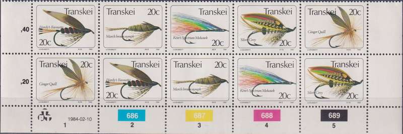 Stamps Control Blocks Transkei 1984 Fishing Flies