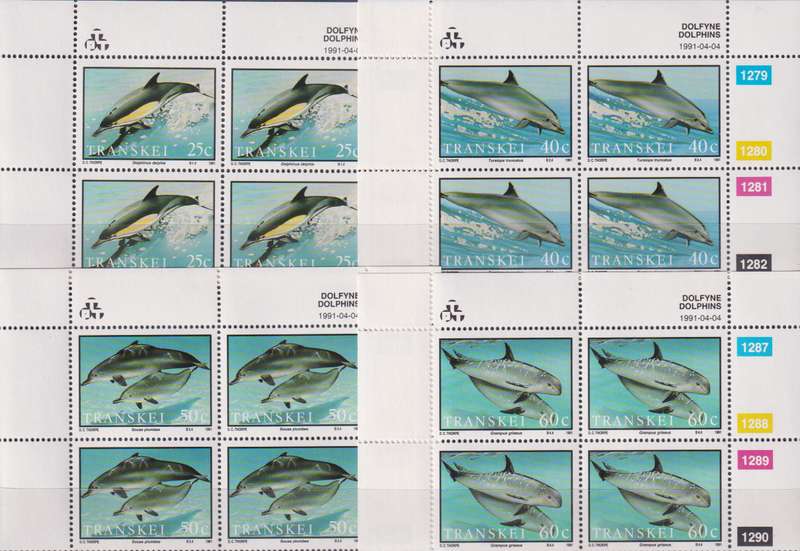 Stamps Control Blocks Transkei 1991 Dolphins