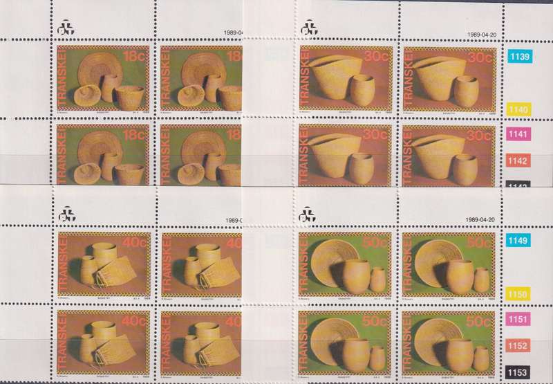 Stamps Control Blocks Transkei 1989 Basketry