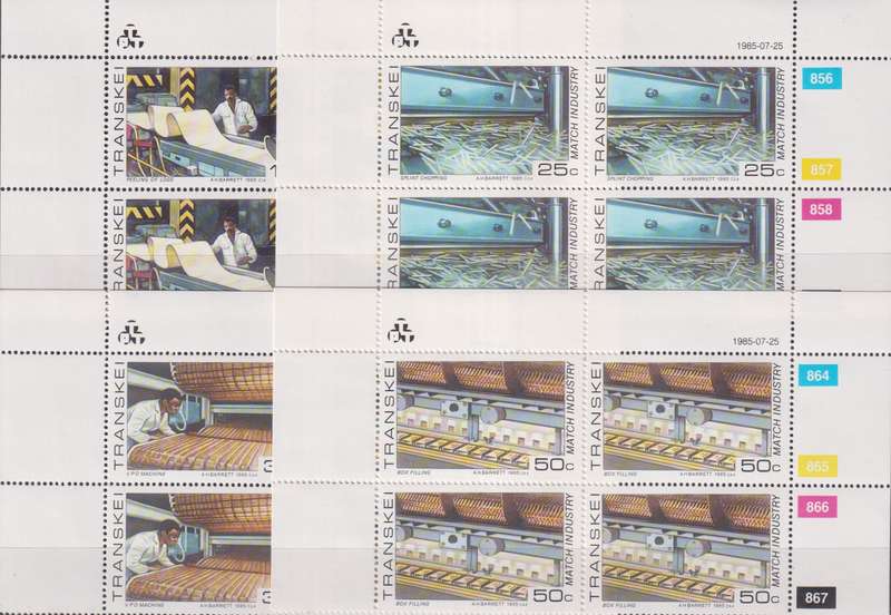 Stamps Control Blocks Transkei 1985 Match Industry