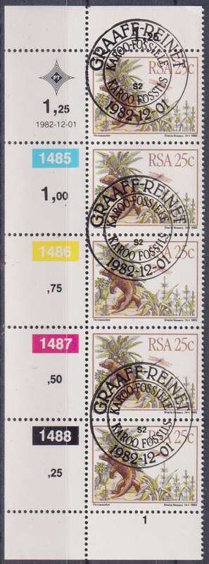 Stamp Control Blocks RSA 1982 Dinosaurs