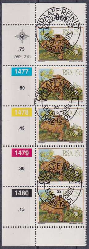 Stamp Control Blocks RSA 1982 Dinosaurs