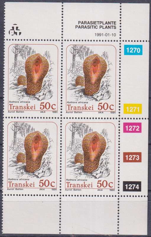 Stamp Control Blocks Transkei 1991 Parasitic Plants