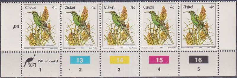 Stamp Control Blocks Ciskei 1981 -1989 Birds
