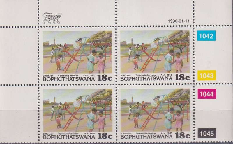 Stamp Control Blocks Bophuthatswana 1990 Community Services