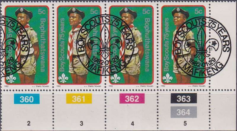 Stamps Control Blocks 1982 The 75th Anniversary of Boy Scout Movement and 125th Anniversary of the