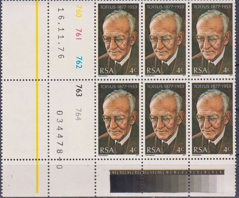 Stamps Control Blocks 1977 The 100th Anniversary of the Birth of J. D. du Toit, Theologian and Poet