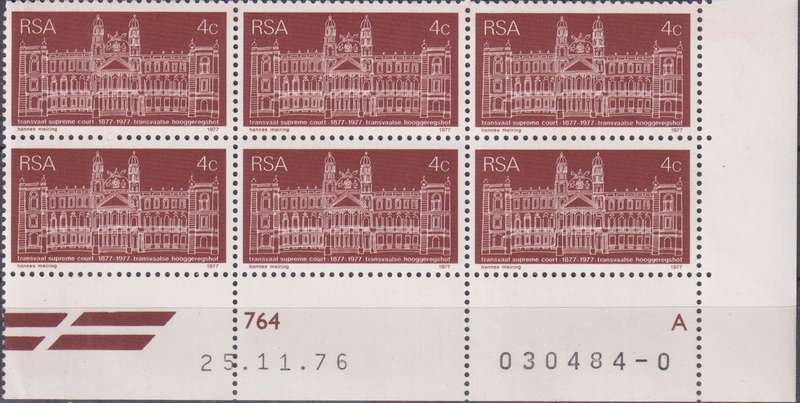 Stamps Control Blocks 1977 The 100th Anniversary of Transvaal Supreme Court
