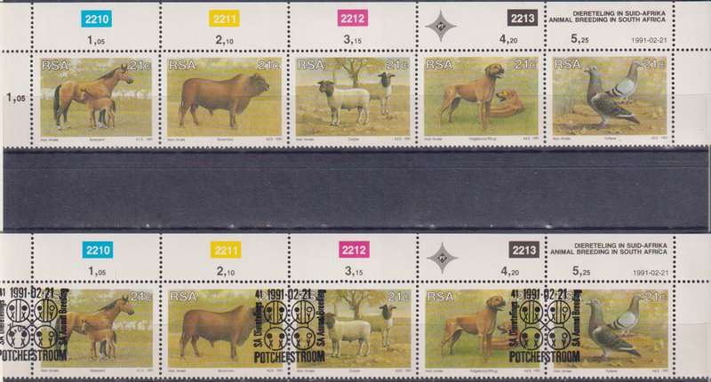 Stamps Control Blocks 1991 Animal Breeding in South Africa