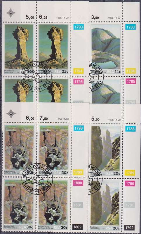 Stamps Control Block RSA 1986 Rock Formations