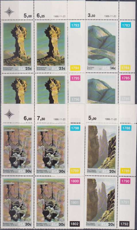 Stamps Control Block RSA 1986 Rock Formations