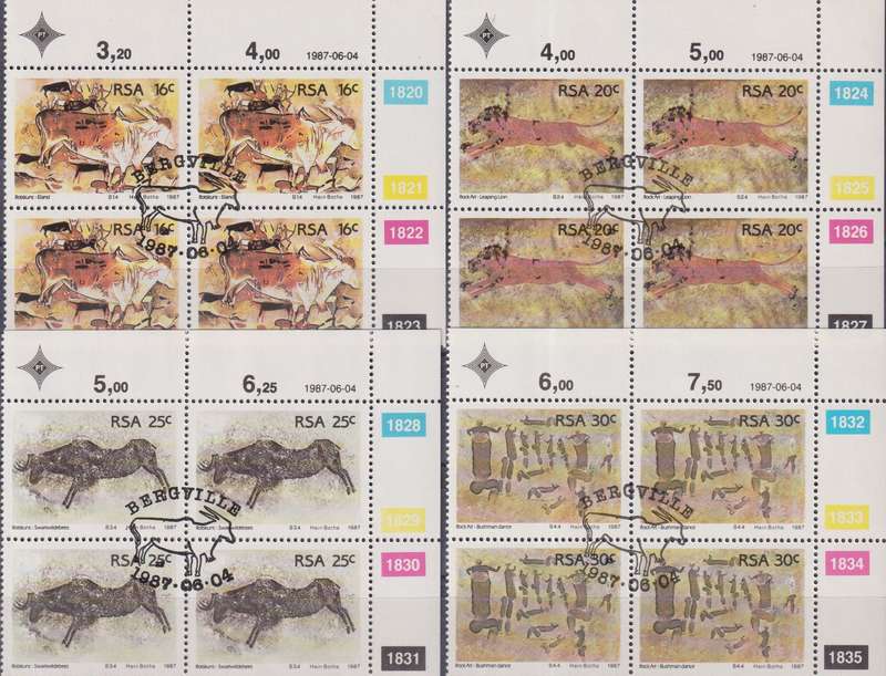 Stamps Control Block RSA 1987 Rock Paintings