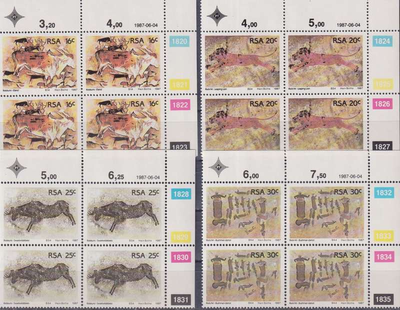 Stamps Control Block RSA 1987 Rock Paintings