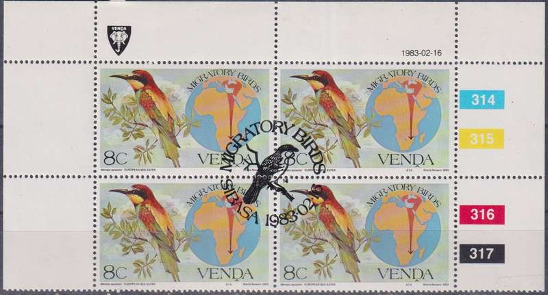 Stamps Control Block Venda 1983 Migratory Birds