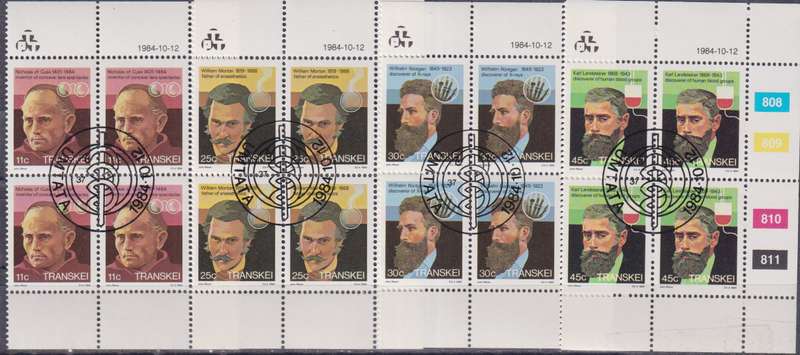 Stamps Control Blocks Transkei 1984 Famous People of Medicine