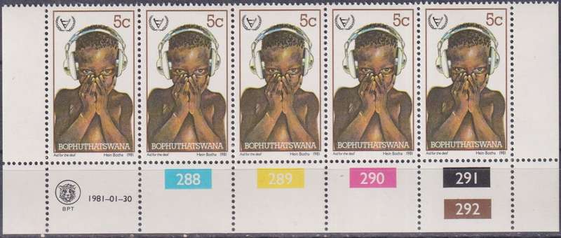Stamps Control Blocks Bophuthatswana 1981 International Year of Disabled Persons