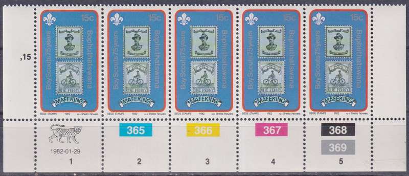 Stamps Control Blocks Bophuthatswana 1982 The 75th Anniversary of Boy Scout Movement and 125th Anniv