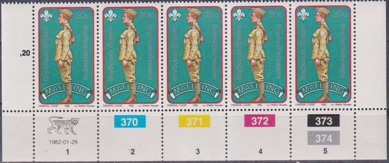 Stamps Control Blocks Bophuthatswana 1982 The 75th Anniversary of Boy Scout Movement and 125th Anniv