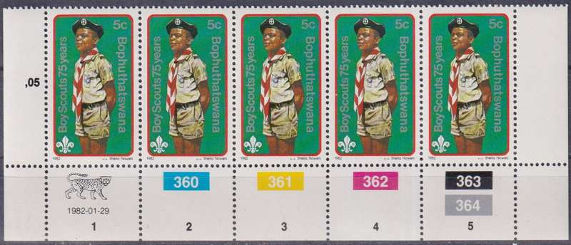 Stamps Control Blocks Bophuthatswana 1982 The 75th Anniversary of Boy Scout Movement and 125th Anniv