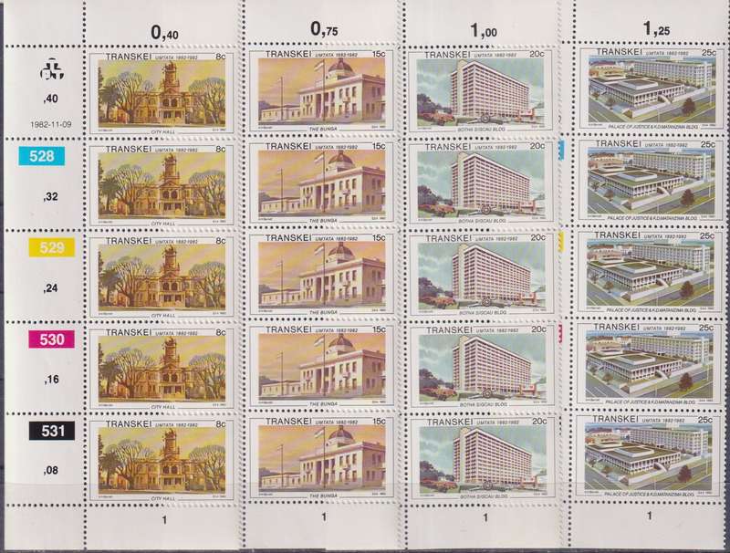 Stamps Control Blocks Transkei 1982 The 100th Anniversary of Umtata