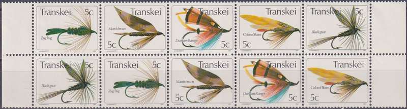 Stamp Control Blocks Transkei 1980 Fishing Flies