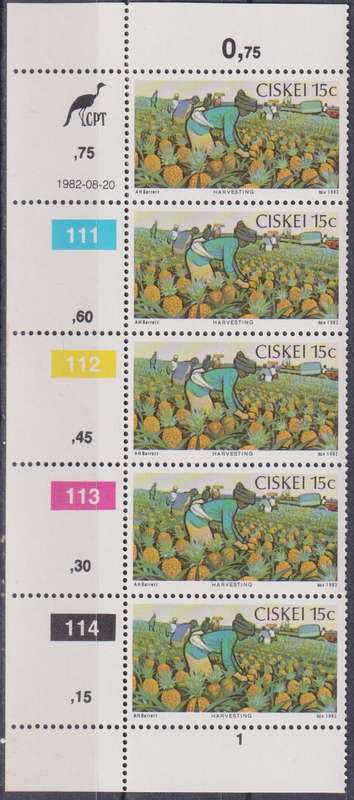 Stamp Control Blocks Ciskei 1982 Pineapple Industry