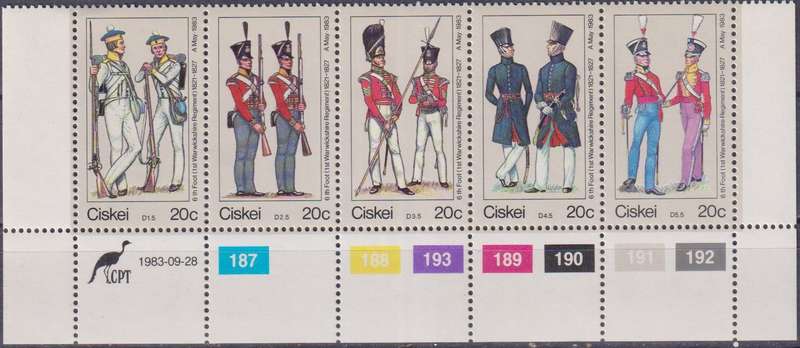 Stamp Control Blocks Ciskei 1983 Military Uniforms