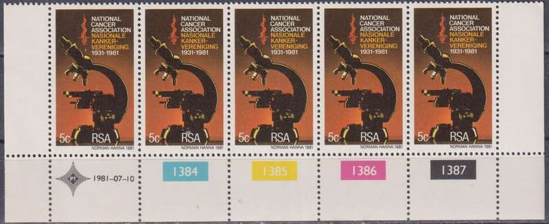 Stamp Control Blocks RSA 1981 The 50th Anniversary of National Cancer Association