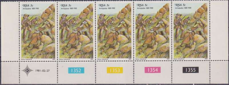 Stamp Control Blocks RSA 1981 The 100th Anniversary of the Battle of Amajuba