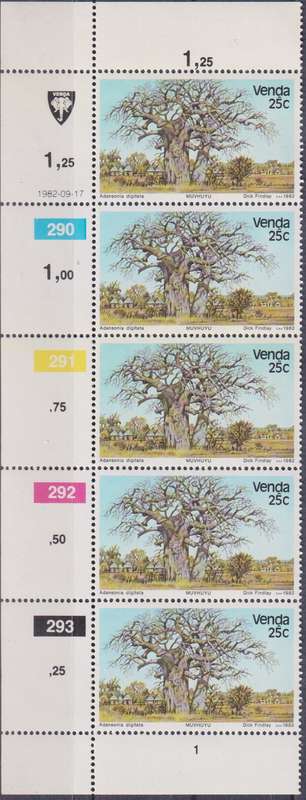 Stamp Control Blocks Venda 1982 Trees