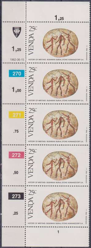 Stamp Control Blocks Venda 1982 History of Writing
