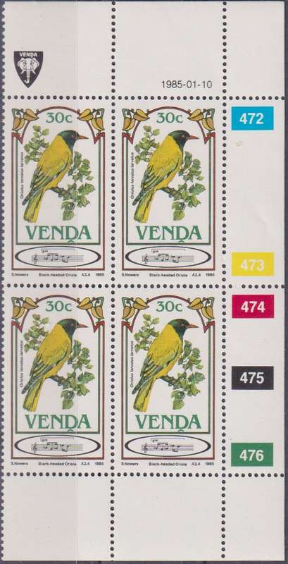 Stamp Control Blocks Venda 1985 Songbirds